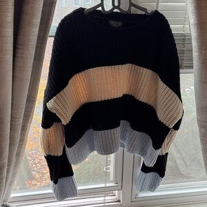Striped Black and Gray Women's Sweater